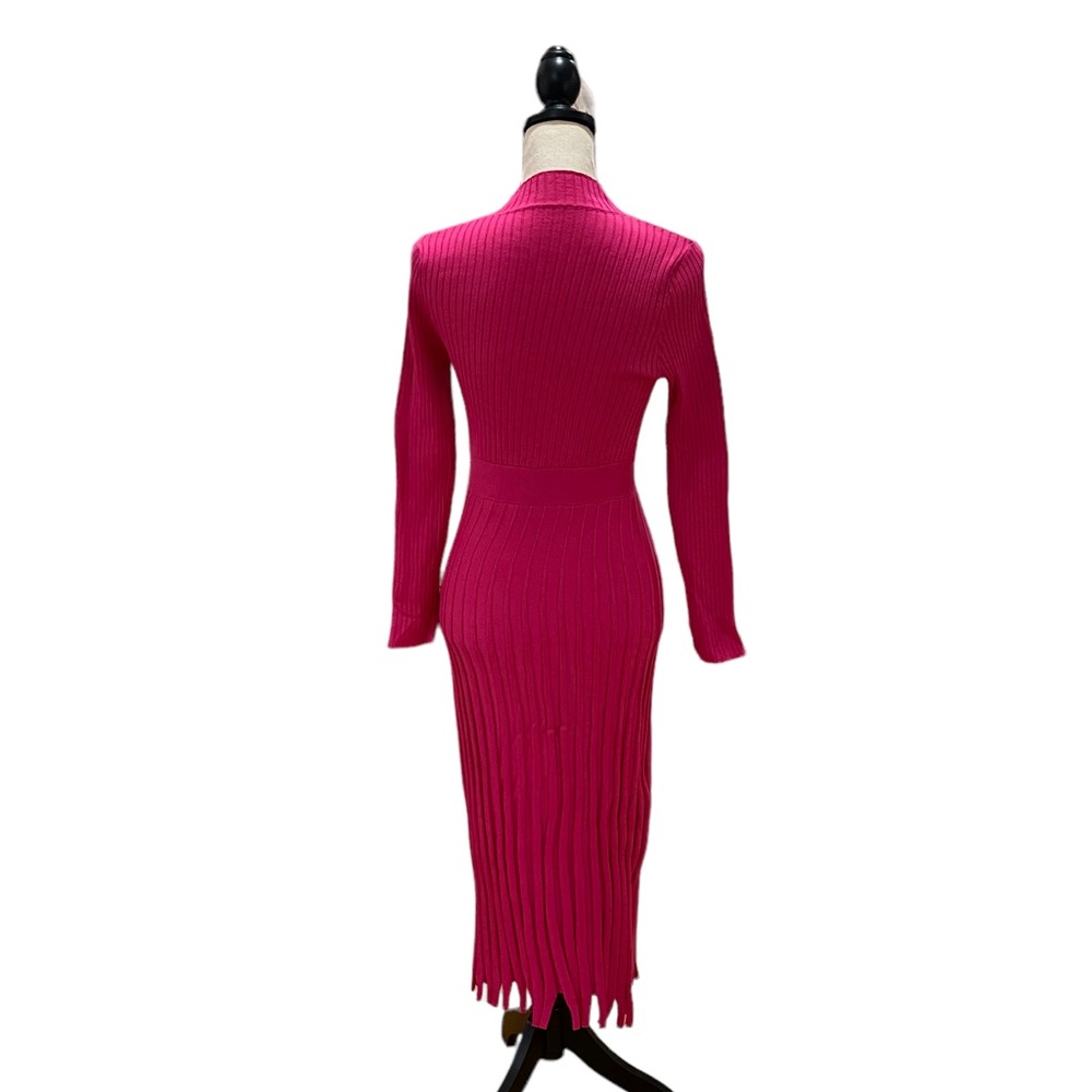 Ribbed Long Sleeve Sweater Midi Dress - Picture 2 of 2